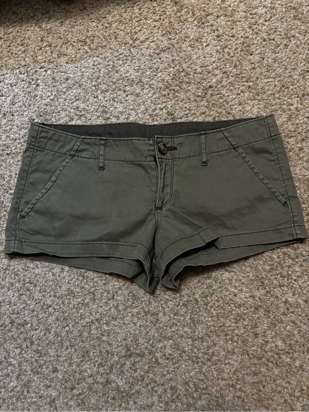 Hollister Olive Utility Low-Rise Shorts